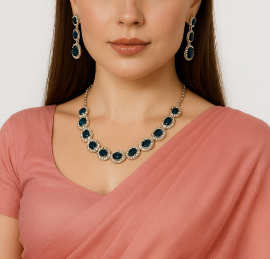 Premium oval-cut blue gemstones set