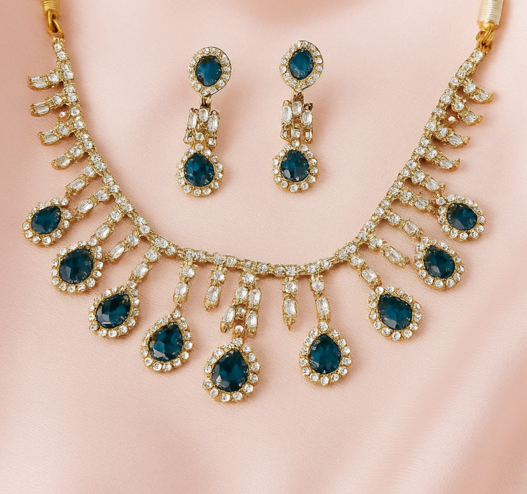 American diamond set with blue stones